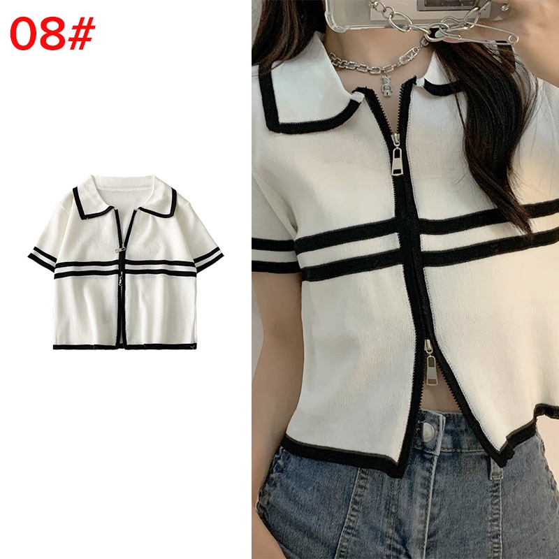 Porozi Áo croptop vải thun ngắn tay thời trang Hàn Quốc dành cho nữ