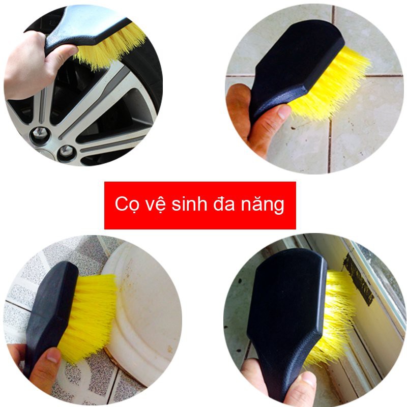 Cọ Vàng rửa lốp xe, mâm xe, vệ sinh nhà cửa đa năng - cán ABS đúc đặc