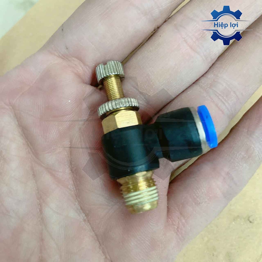Nối tiết lưu khí nén SL - van tiết lưu chỉnh hơi ren ngoài ghim ống - phụ kiện khí nén