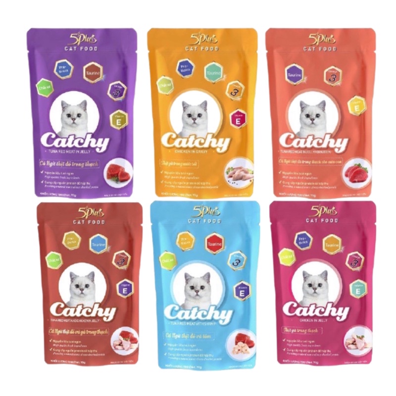 Pate 5Plus Catchy dành cho các bé mèo gói 70g nhiều hương vị