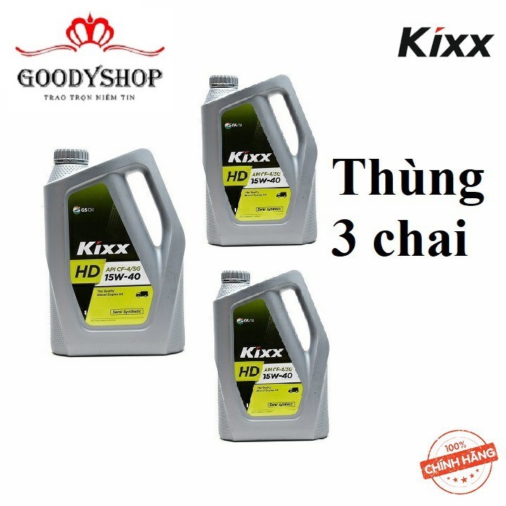 <Cao cấp> combo 3 can Dầu động cơ Kixx HD CF-4 15W/40 chất lượng cao 4L- Dầu bán tổng hợp