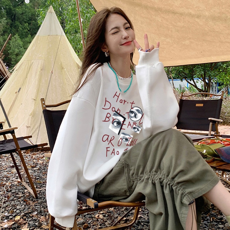 NRVP Áo Thun Tay Dài Oversize In Họa Tiết Phong Cách Hàn Quốc Thời Trang Cho Nam Và Nữ