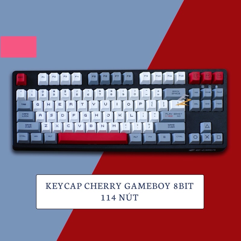 Keycaps Cho Bàn Phím Cơ In Dyesub Không Xuyên Led Chất Liệu Nhựa PBT Cherry Gameboy 8 Bit 114 phím