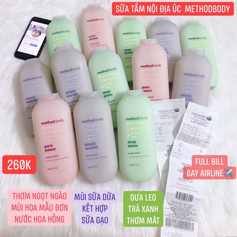 SỮA TẮM NỘI ĐỊA ÚC METHODBODY - HÀNG CÓ BILL BAY AIR ✈️
