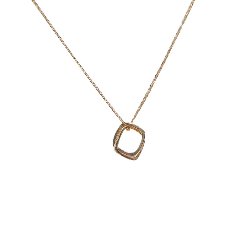 Dây Chuyền Thép Titan Mặt Vuông Đính Đá Zircon Đơn Giản Thời Trang