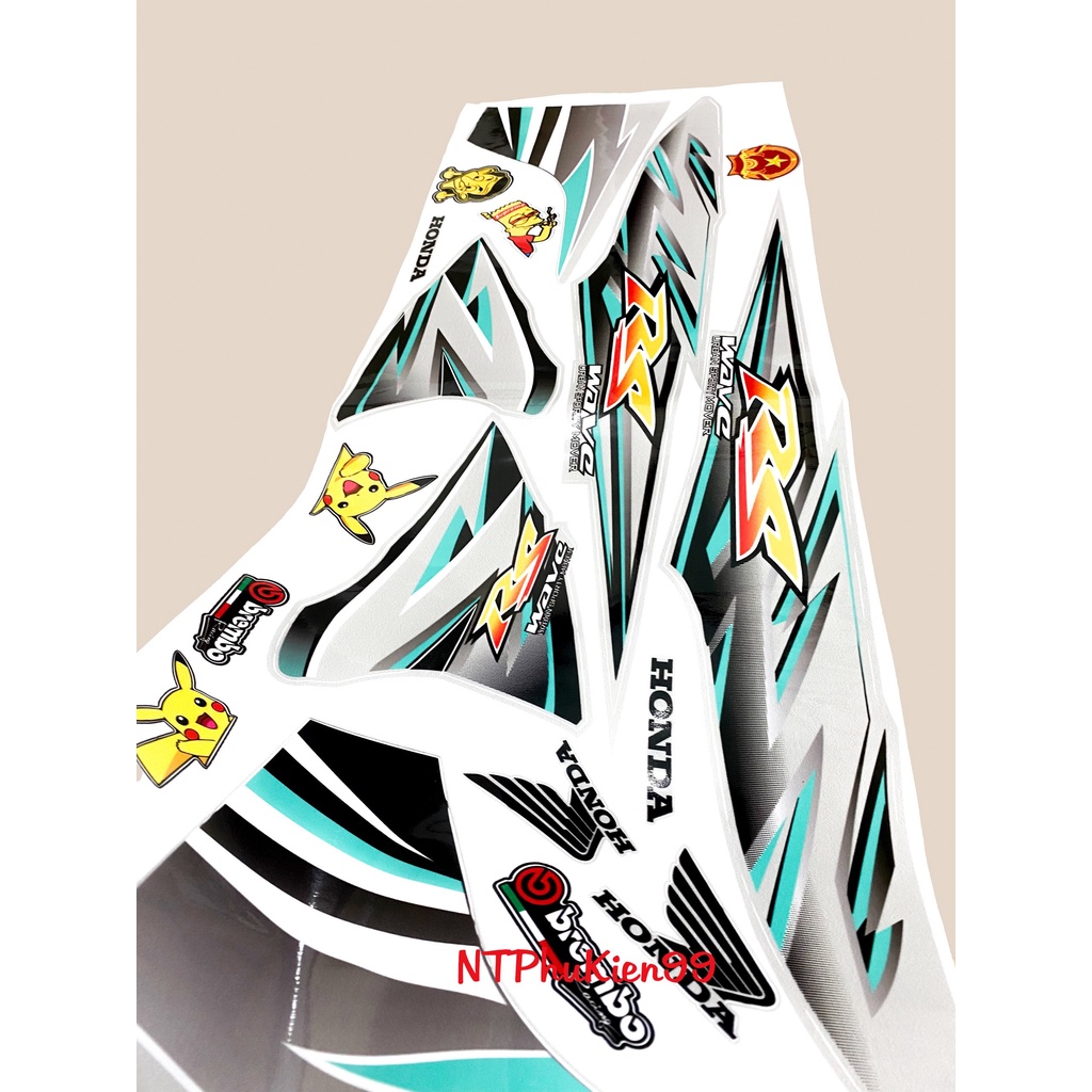 Tem rời Wave Alpha 50cc-100cc-110cc MẪU RS Màu Xanh Lục Bảo.3 Lớp Siêu Đẹp