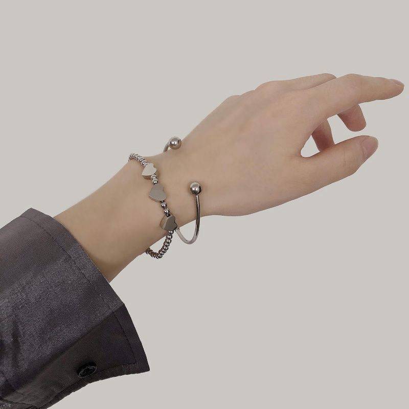 Vòng tay thiết kế đơn giản bằng chất liệu thép titan thời trang retro