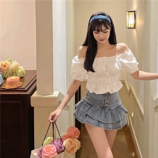 Chân váy jean bèo tầng