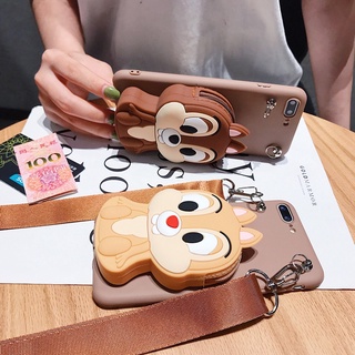 Ốp Điện Thoại Ví Tiền Xu Hoạt Hình Sóc Dễ Thương Có Dây Đeo Cho Iphone 5 5s 6 6s 7 8 Pus Xs Max Xr 11 12 Mini 13 Pro Max