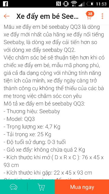 Xe đẩy seebaby qq3