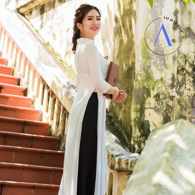 Áo Dài Trắng Học Sinh – Áo Dài Trơn Chất Liệu Chiffon ADV10