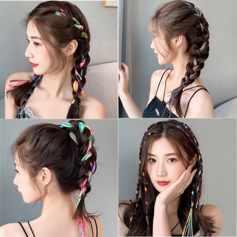 Dây Buộc Tóc Thắt Nơ Ruy Băng Màu Sắc Phong Cách Hàn Quốc Thời Trang