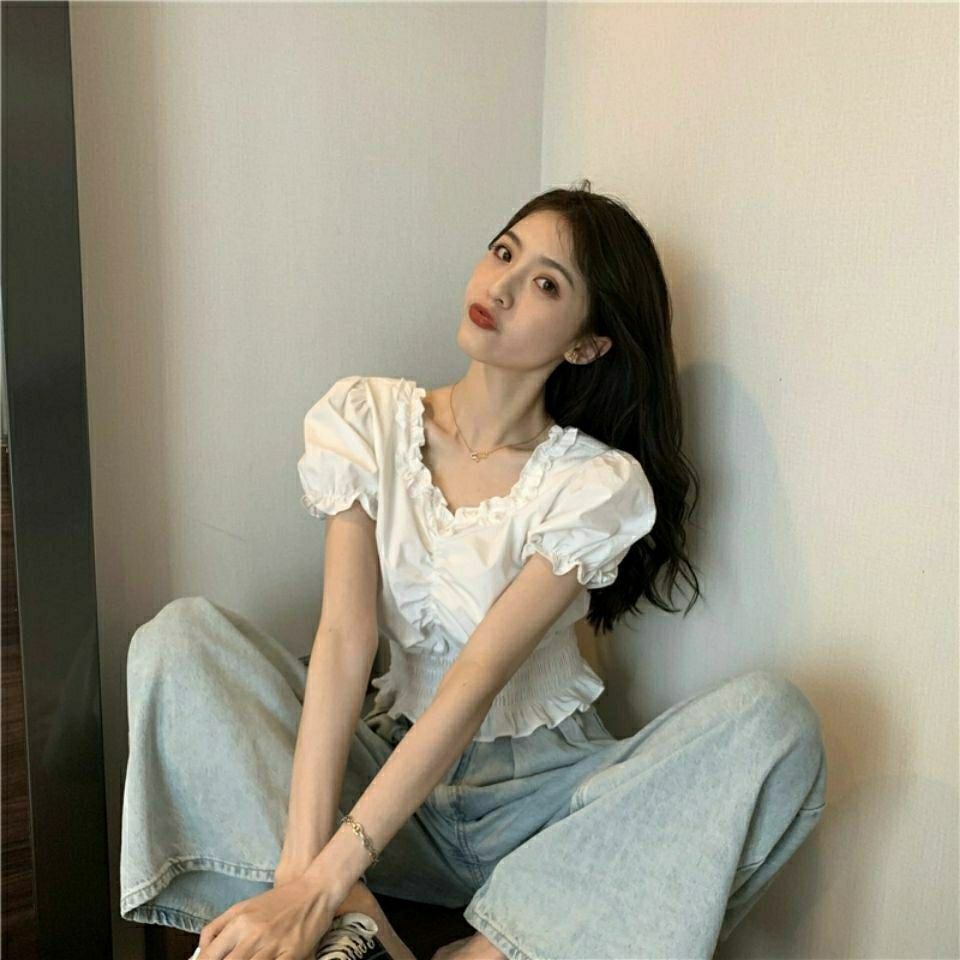 Áo croptop Cổ Chữ V Tay Phồng Thời Trang Dành Cho Nữ 2022 JL-TX-205