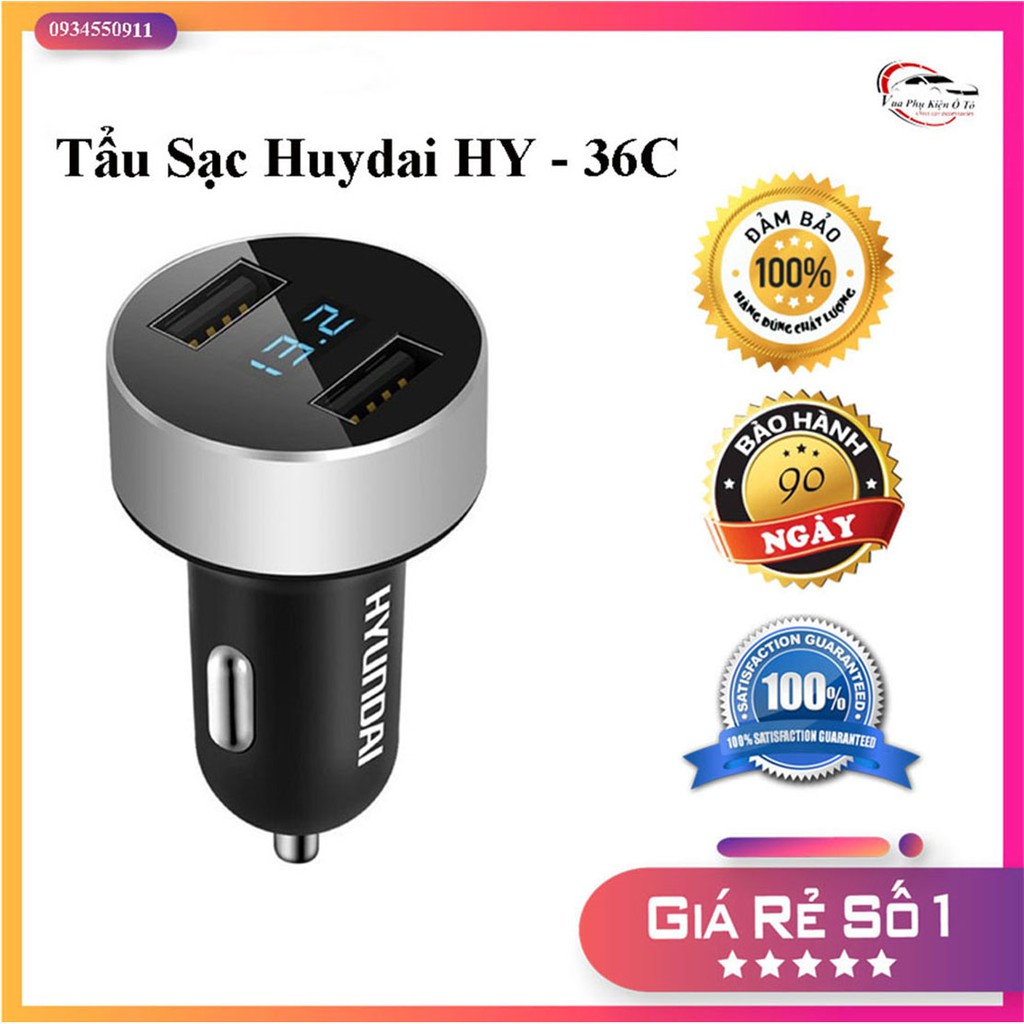 Tẩu sạc nhanh HUYNDAI - HY36 QC3.0, tẩu sạc ô tô | BigBuy360 - bigbuy360.vn