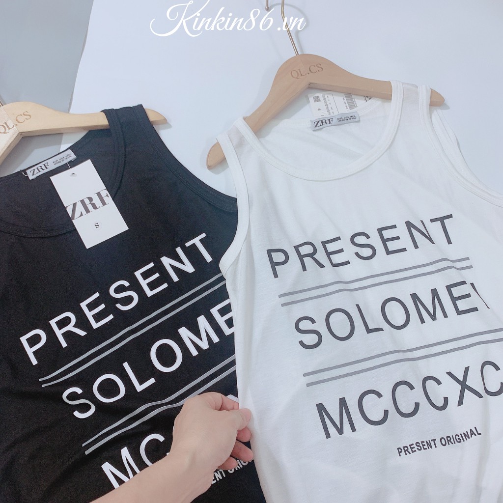 Áo phông giấy nữ_Áo ba lỗ in chữ 2 màu basic hottrend 2021 | BigBuy360 - bigbuy360.vn