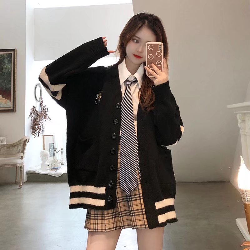 Hàng Sẵn_ Áo khoác len màu khối phong cách Harajuku