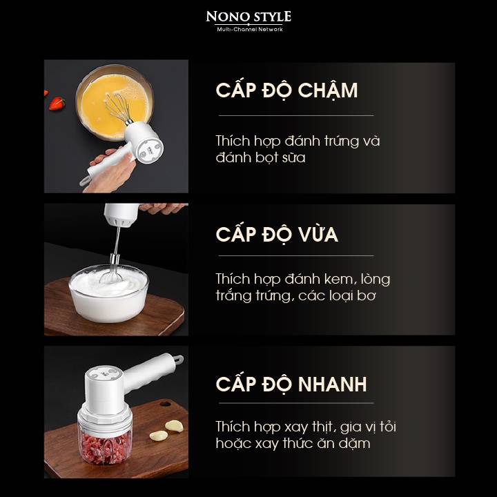 Máy Đánh Trứng Cầm Tay Đa Năng- 2 Trong 1 - Nonostyle - H-D03 20W