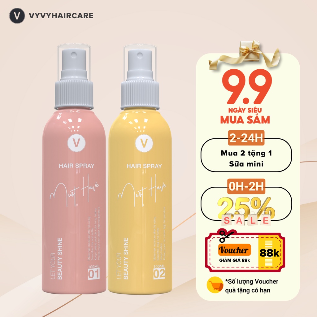 Sữa Xịt Dưỡng Tóc Mềm Mượt Cấp Tốc Chống Nắng, Chăm Sóc Tóc Từ Tinh Dầu Jojoba Must Have, VyvyHaircare 100ml