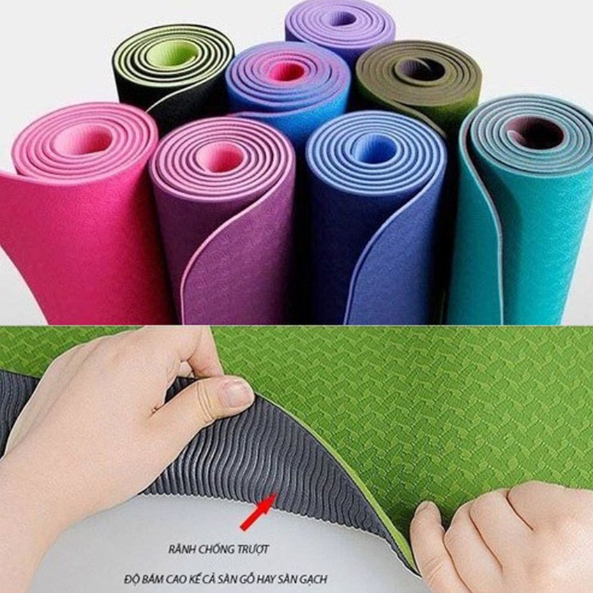 Thảm Tập Yoga Chống Trơn trượt, Không Mùi dày 6mm