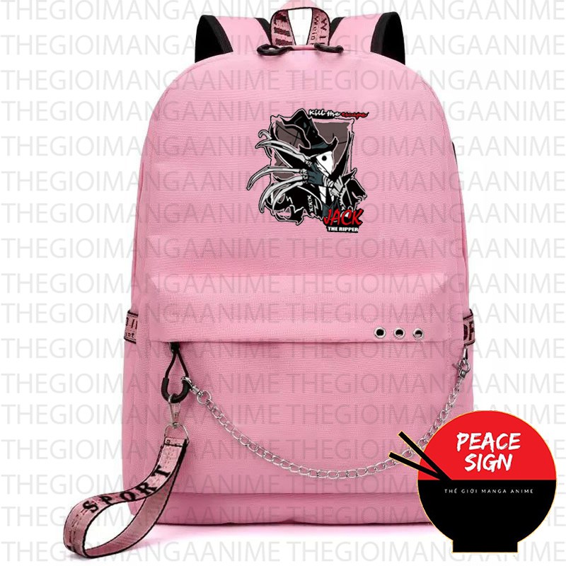 Balo thông minh ĐEN HỒNG in hình JACK game IDENTITY V anime chibi cặp sách đi học tiện lợi thời trang nam nữ