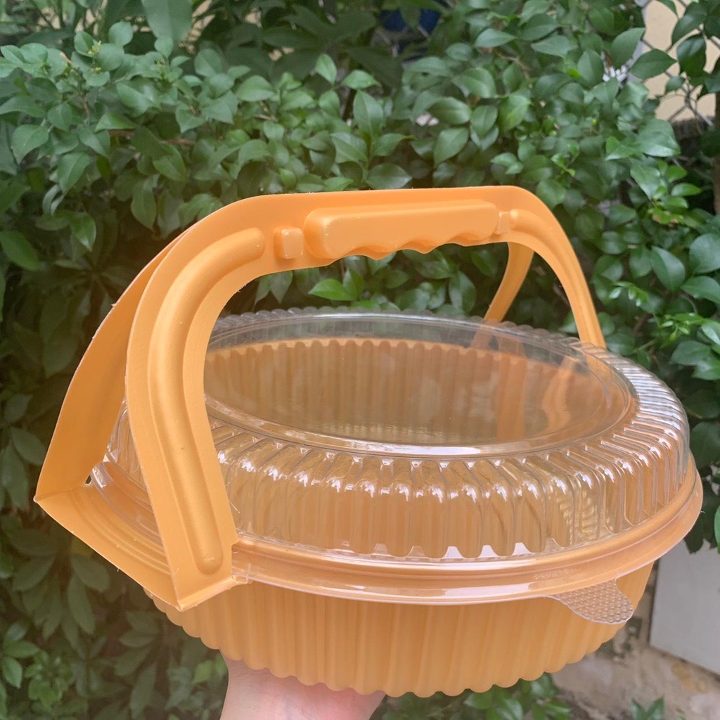 Hộp quai xách chốt cài 22cm. Dùng đựng bánh tiện lợi.
