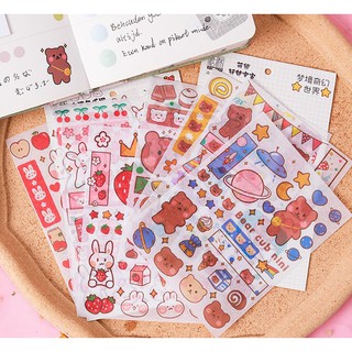 Bộ 4 Tờ Hình Dán Hoạt Hình Dễ Thương Trang Trí Nhật Ký