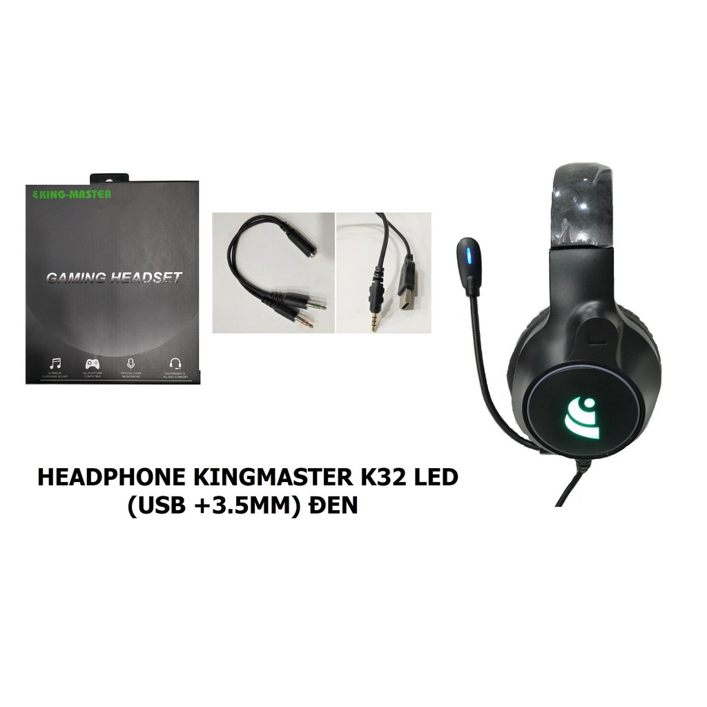 TAI NGHE KINGMASTER K32 LED  đen