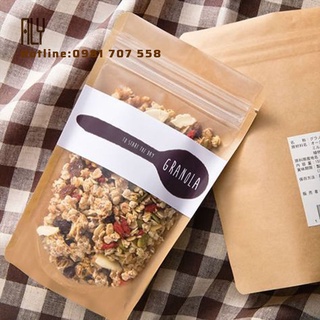 Túi zip 18x26+4cm 1 mặt giấy kraft 1 mặt trong suốt đáy đứng - giá tại xưởng _aly