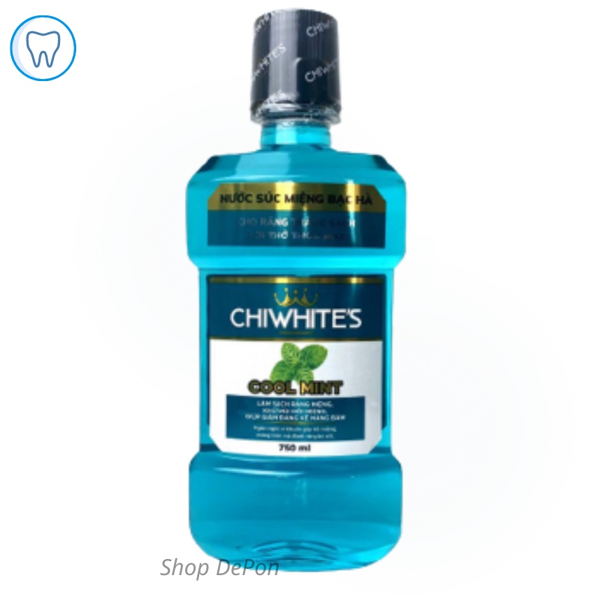Nước Súc Miệng Bạc Hà Chiwhite's 750ML Ngừa Sâu Răng Chống Hôi Miệng Kháng Khuẩn Làm Sạch Mảng Bám