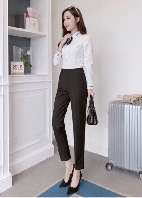 quần tây cạp cao khóa sườn