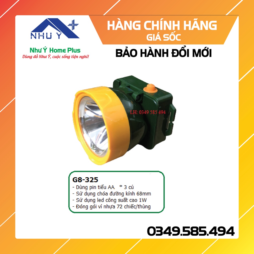 Đèn pin đội đầu G8-325 (Lắp pin tiểu AA)  - [CHÍNH HÃNG]