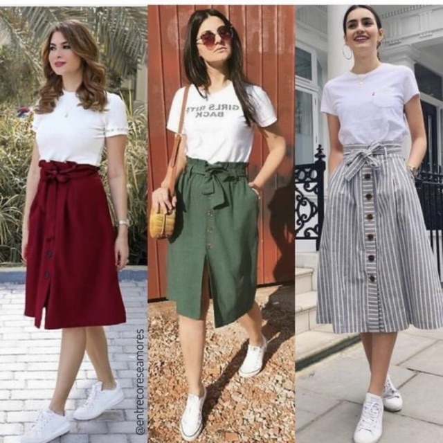 Chân váy Linen cúc gỗ