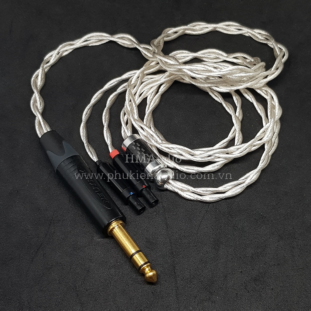Dây tai nghe đồng mạ bạc OFC 1.8mm tết 4 - Connector Sennheiser HD800 HD800s HD820