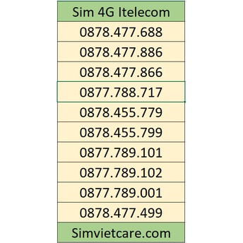 (hết hàng)Sim 4G Vina- ITELECOM 90Gb, nghe gọi free vina, 90GB data tốc độ cao mỗi tháng