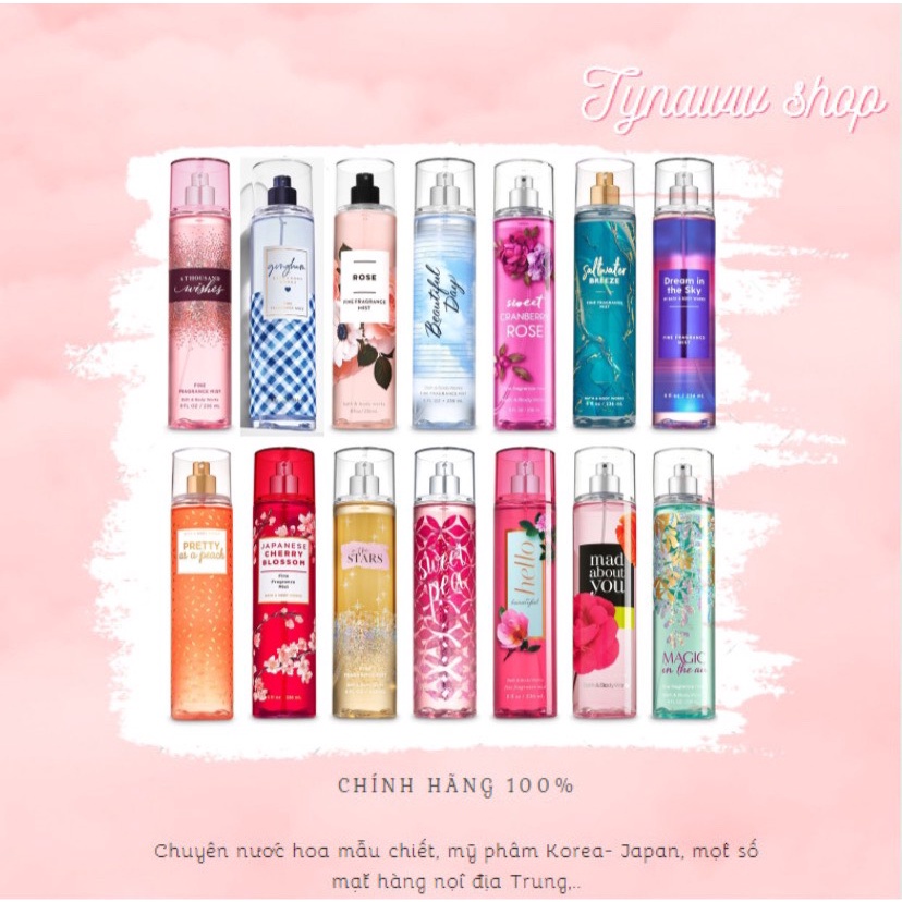 ⭐️ DẠNG 10ML BODY MIST CỦA BATH & BODY WORKS VER3 hàng chính hãng ⭐️