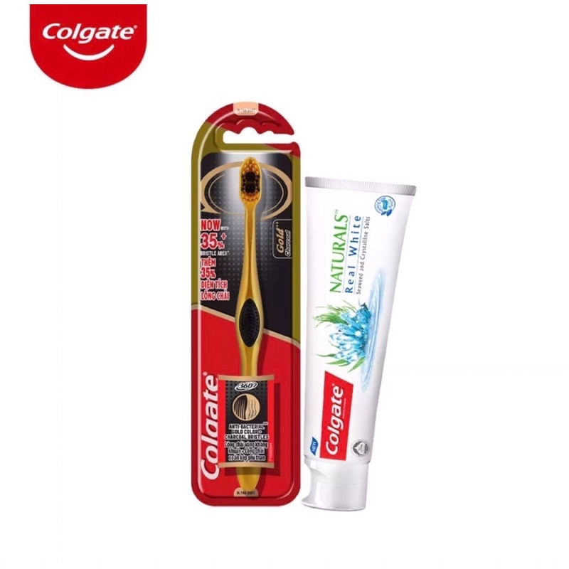 Bàn chải Đánh răng Slimsoft  360Charcoal Gold + Kem đánh răng muối tảo biển,than 40g