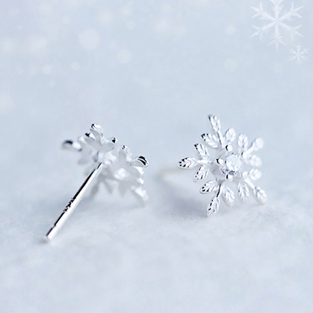 (BẠC CHUẨN)  BÔNG TAI BẠC TA HOA TUYẾT PHỤ KIỆN TRANG SỨC CAO CẤP NO.93 HOA TAI XINH XẮN KHUYÊN TAI HT318