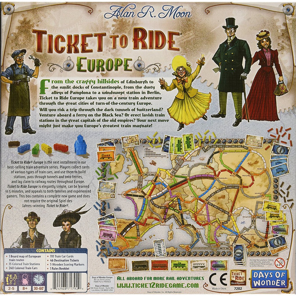 Trò Chơi Ticket To Ride: Europe Tiếng Anh, Board Game Chiến Thuật