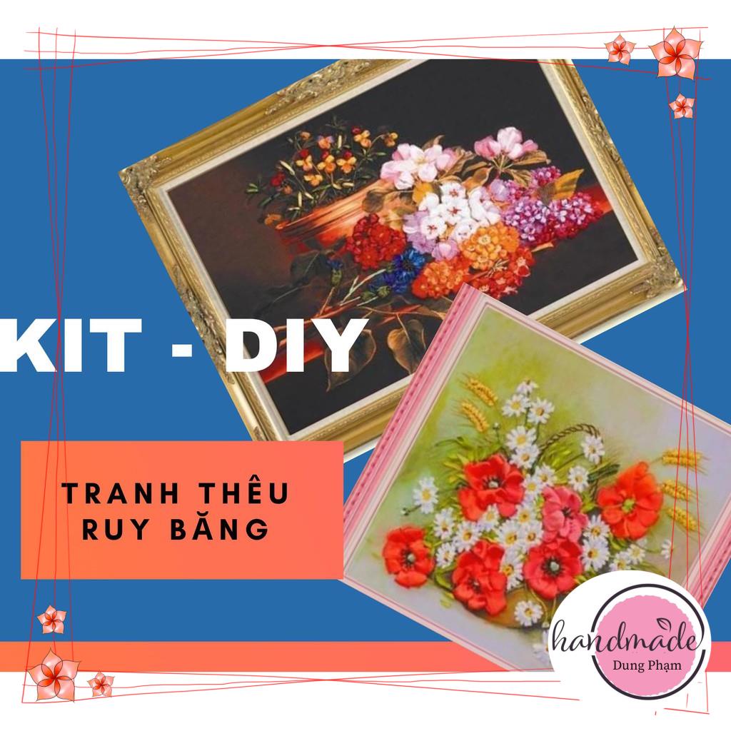 Tranh vải treo tường thêu ruy băng