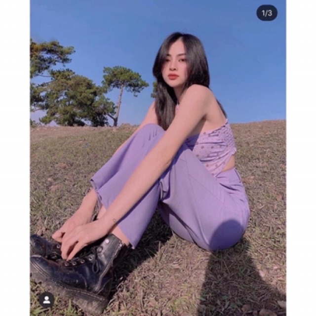 Quần dáng suông tím