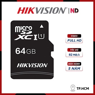 Thẻ Nhớ Camera Micro SD Hikvision 32Gb/64gb/128gb Class 10 - Bảo Hành 2 Năm Hàng Chính Hãng Chuyên Dụng Cho Camera