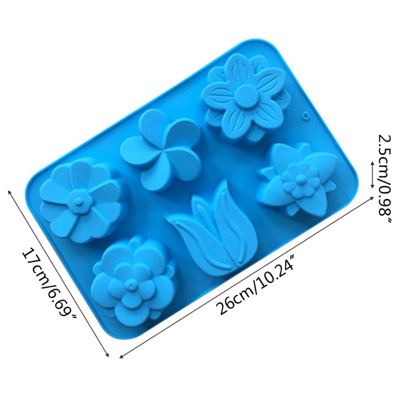 Khuôn Bánh Silicon 6 Ngăn Hình Hoa