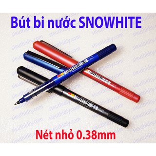 Bút bi nước SNOWHITE nét nhỏ 0.38mm màu Xanh, Đen, Đỏ