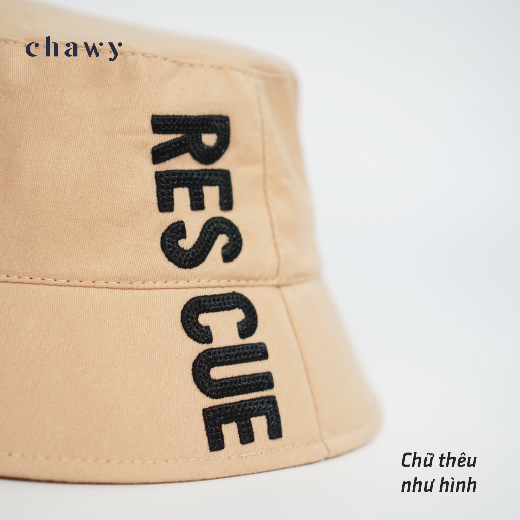 Nón bucket vành cụp thêu Rescue, mũ tai bèo chất kaki tăm cao cấp thời trang form unisex Chawy.SG