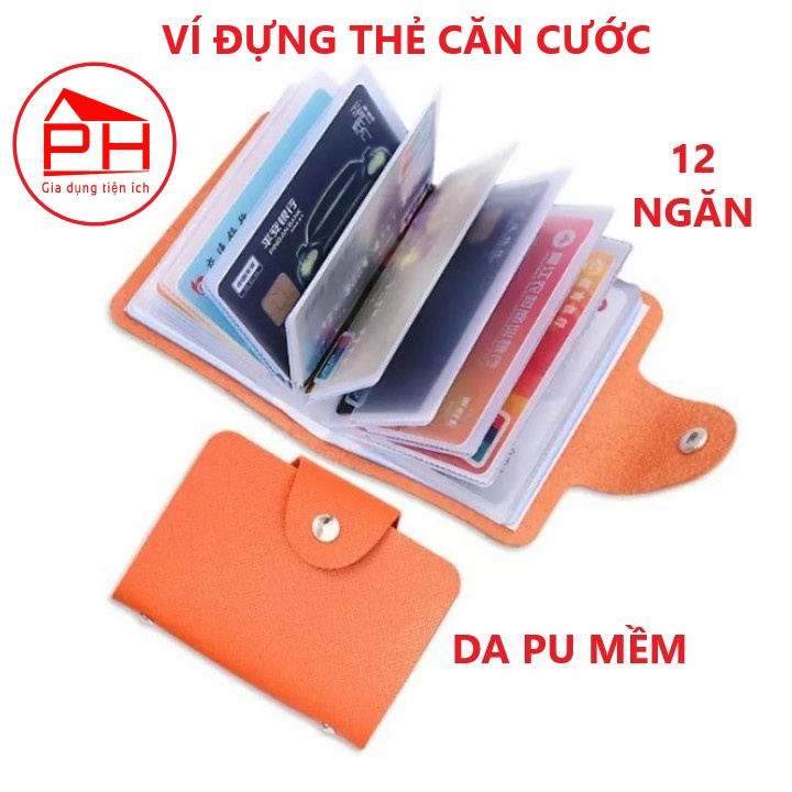 VÍ ĐỰNG THẺ (12 ngăn) bóp cầm tay đựng thẻ căn cước, thẻ ATM, danh thếp, túi bảo vệ card visit thẻ học sinh bằng lái xe