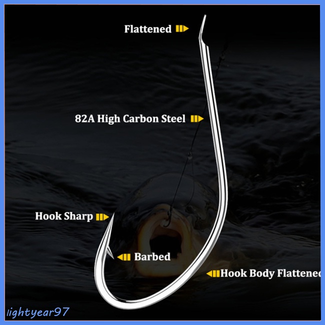 [COD] 50 Chiếc Móc Thép Cacbon Cao 1#-10# Móc Câu Cá Cán Dài Chuyên Dụng Chất Lượng Cao