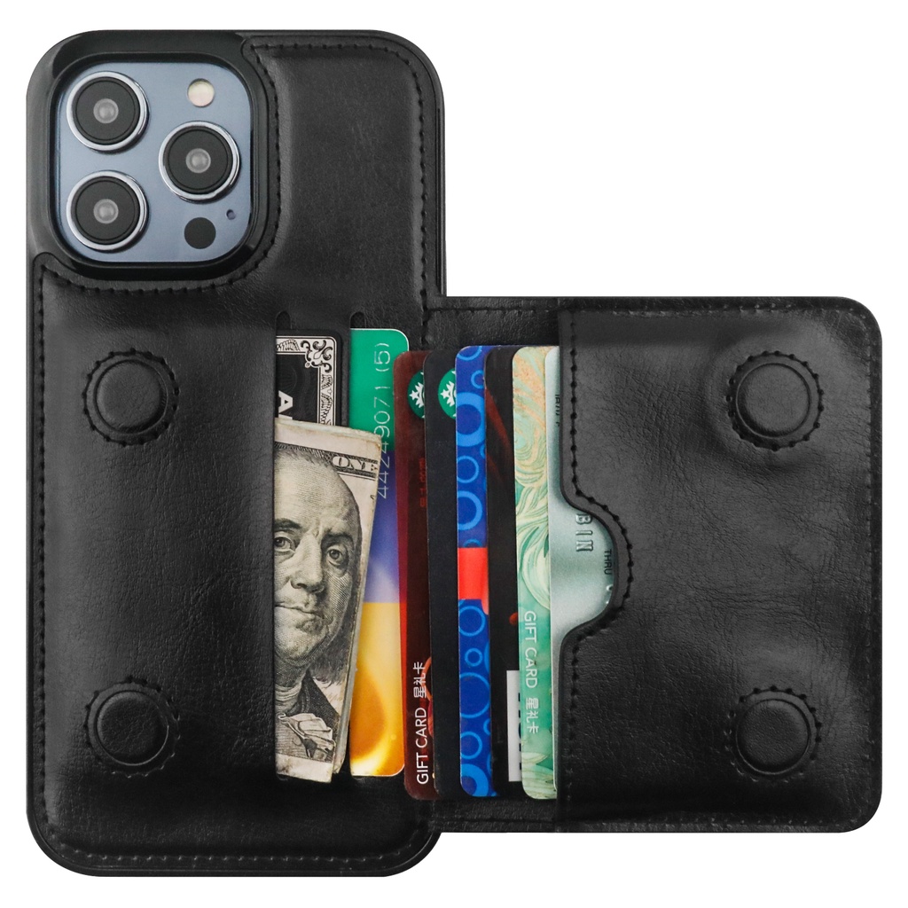 Bao Da Điện Thoại Kèm Ngăn Đựng Thẻ Khóa Nam Châm Chống Sốc Cho iPhone 14 14 / 13