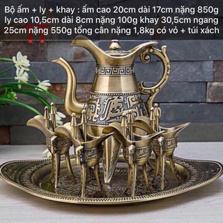Bộ ấm chén Tần Thủy Hoàng bằng đồng cao cấp