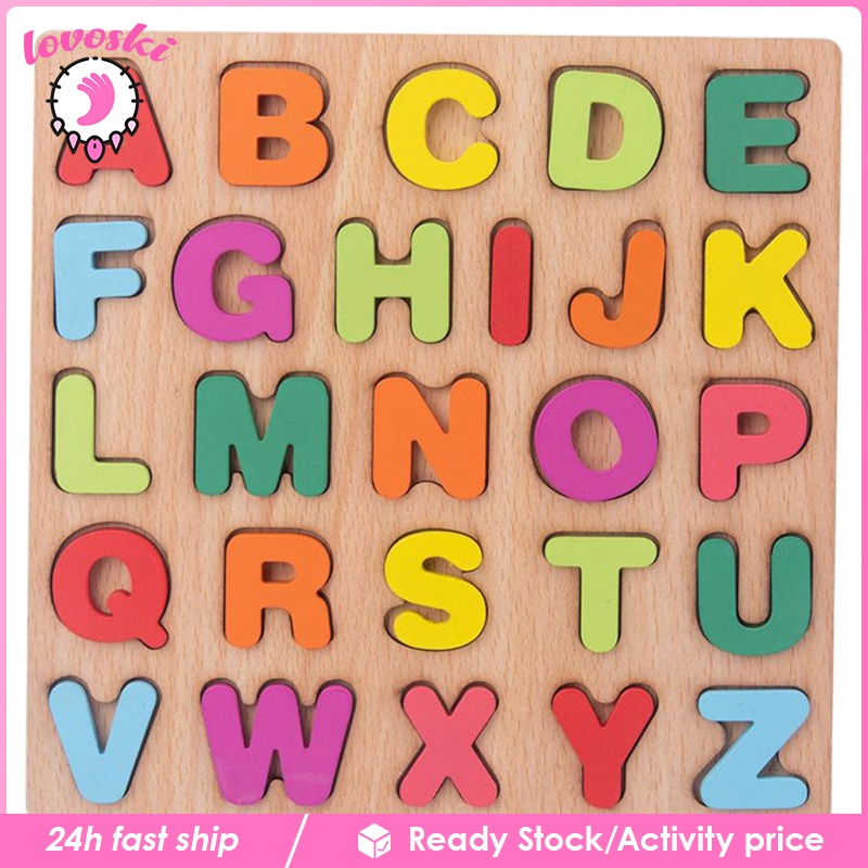 [Lovoski] Đồ Chơi Bảng Chữ Cái Alphabet Bằng Gỗ Theo Phương Pháp Montessori Làm Quà Tặng Sinh Nhật