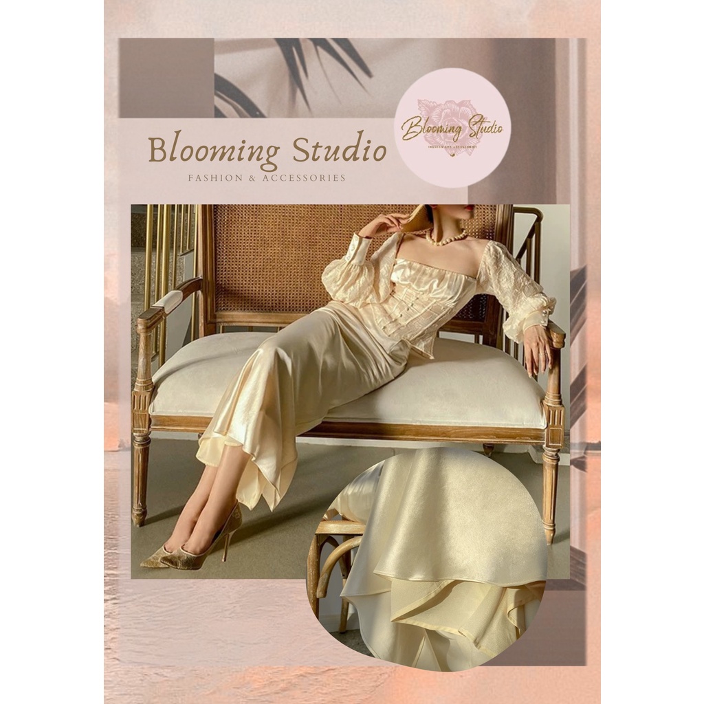 Áo corset phối với chân váy lụa dáng dài phong cách sang trọng